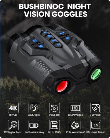 BUSHBINOC night vision goggles battery indicator for extended outings