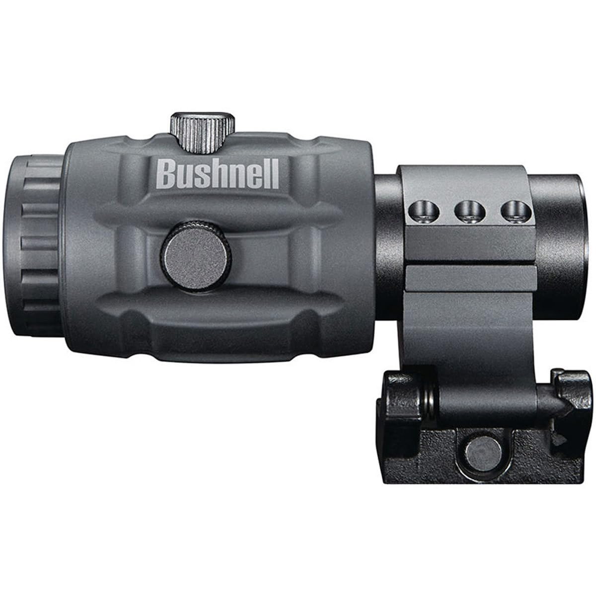 Bushnell 3X Magnifier side mount shows ambidextrous compatibility for flexible setups.