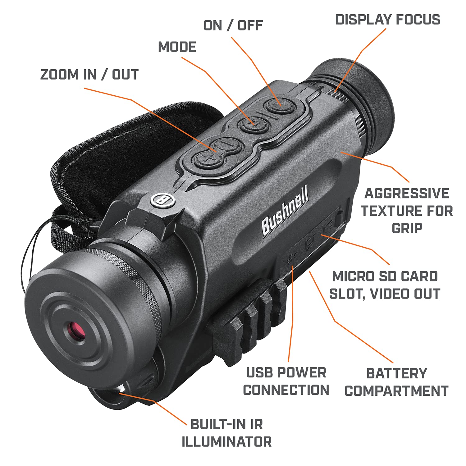 Compact handheld night vision monocular