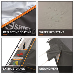 Bushnell Instant Tent AC vent detail enabling optional cooling for comfort.