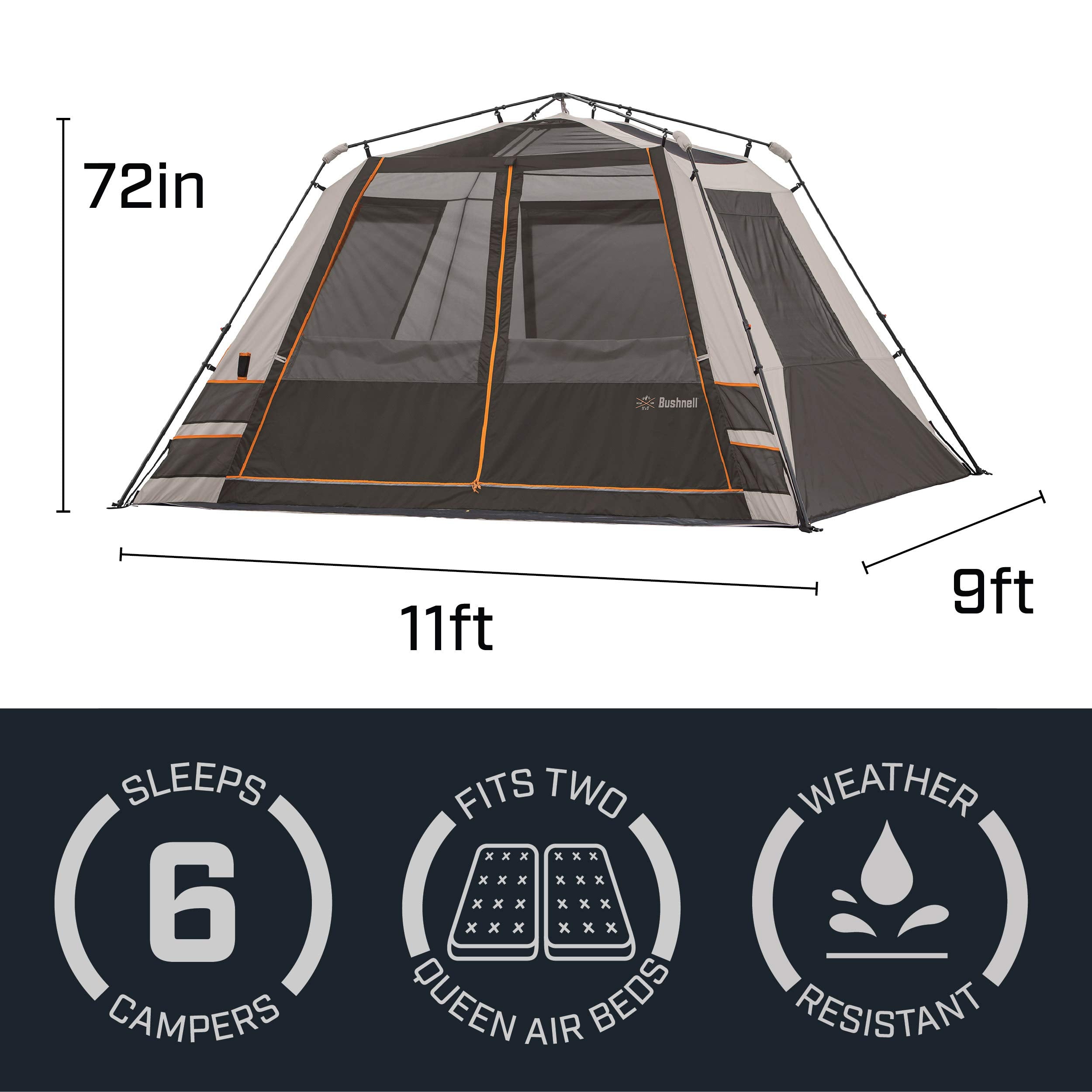 Bushnell Instant Tent interior view highlighting spacious cabin layout for groups.