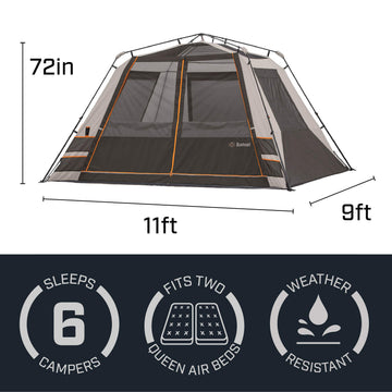 Bushnell Instant Tent interior view highlighting spacious cabin layout for groups.