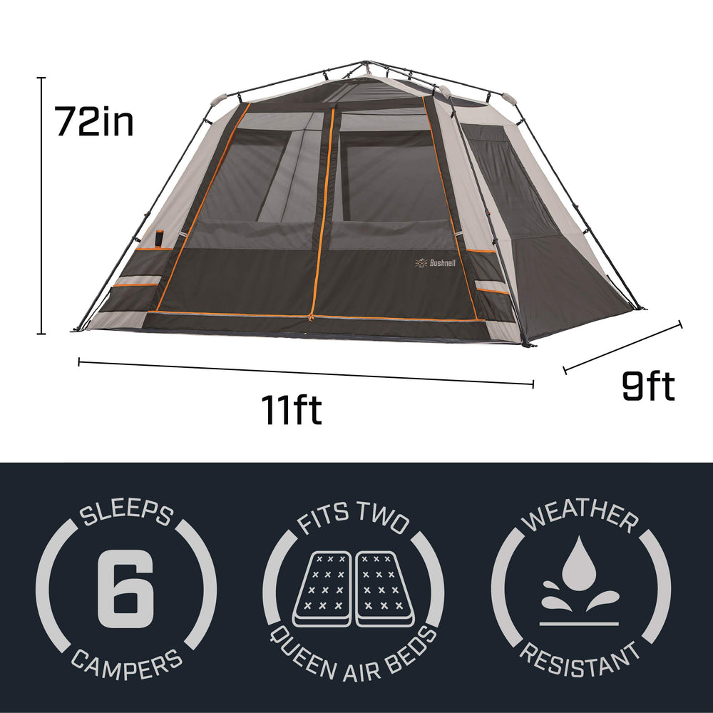 Bushnell Instant Tent interior view highlighting spacious cabin layout for groups.