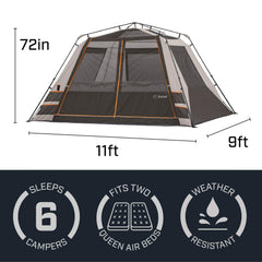 Bushnell Instant Tent interior view highlighting spacious cabin layout for groups.