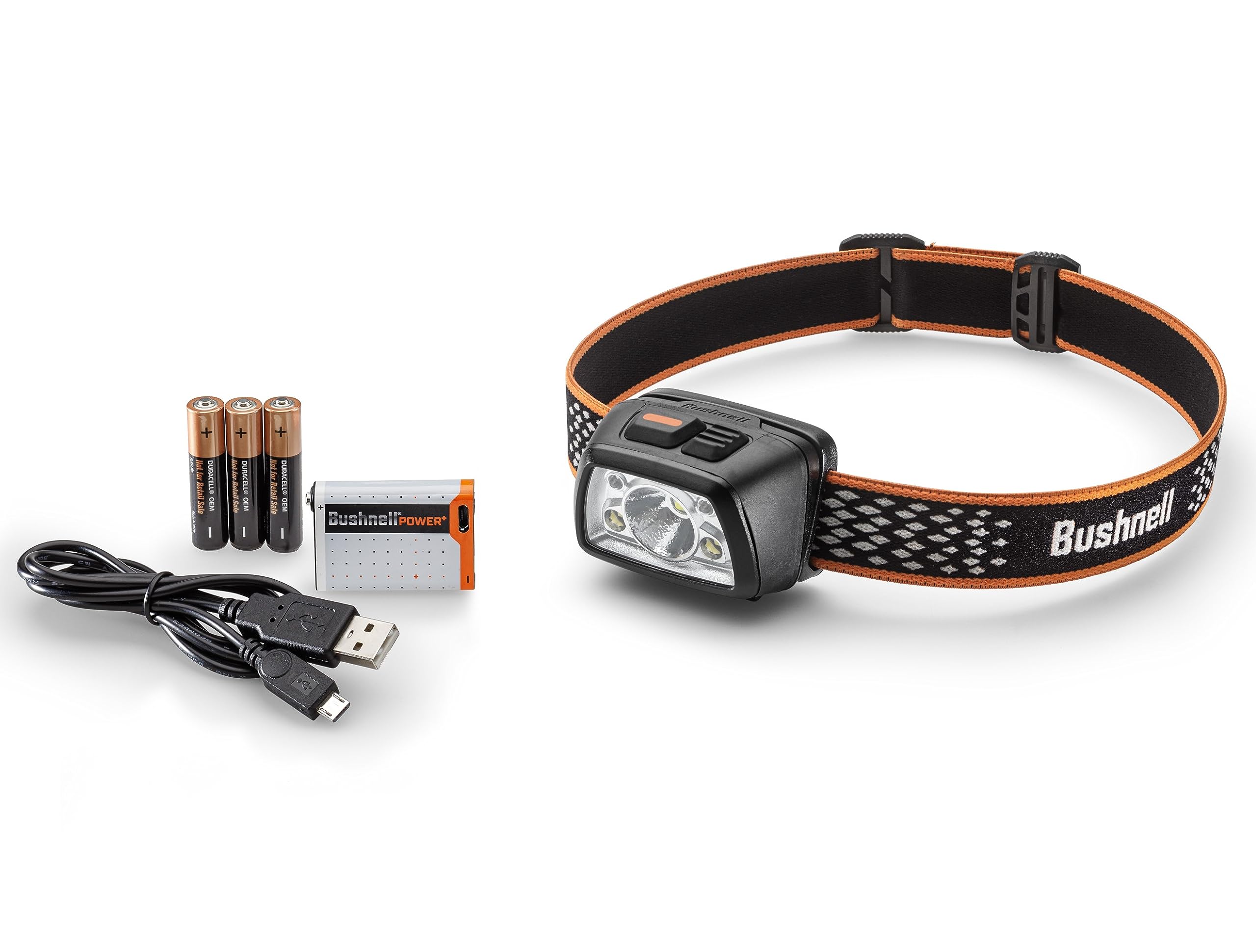 Bushnell Power+ 500L headlamp beam pattern shows broad coverage for hands-free tasks