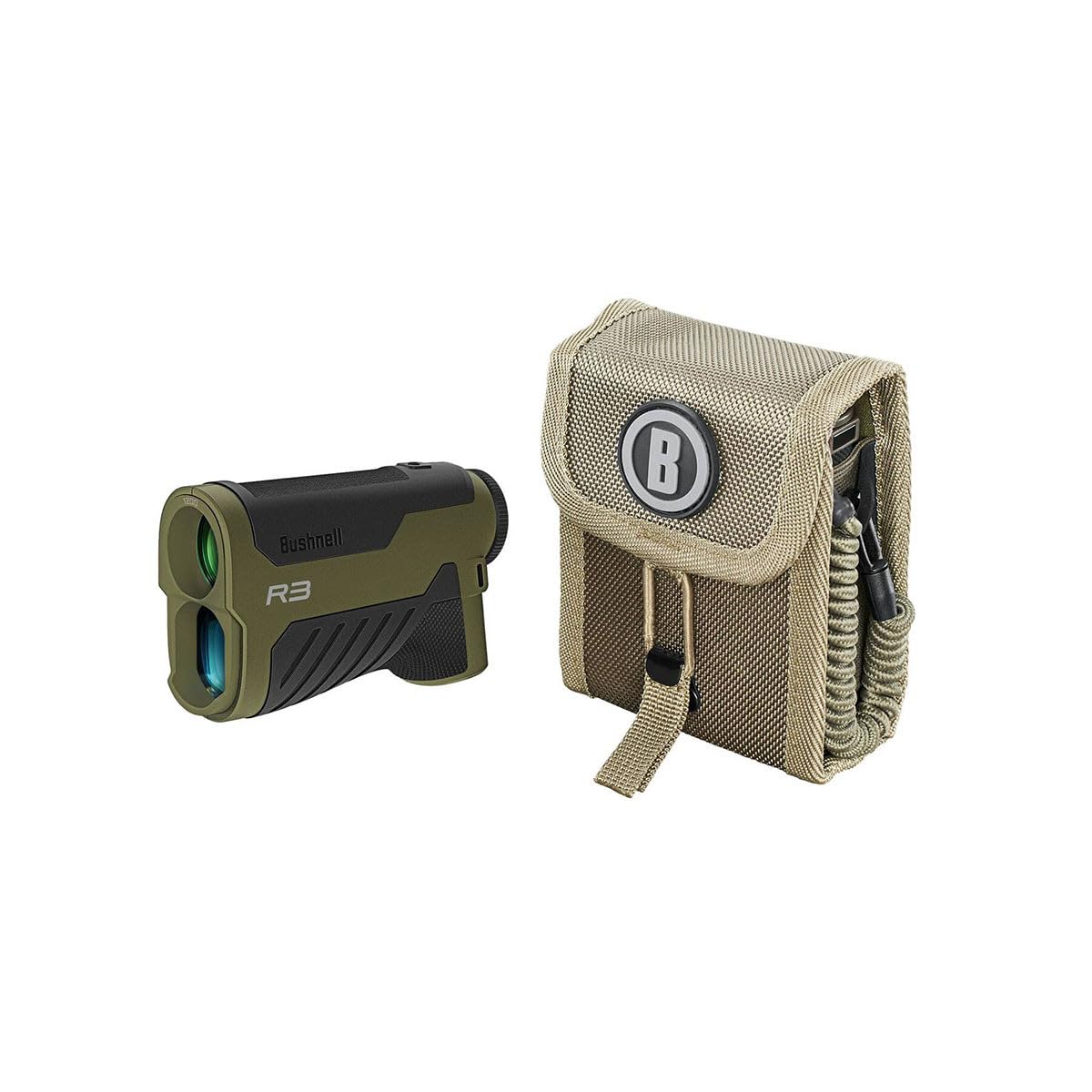 Bushnell R3 rangefinder shows EXO Barrier coating repelling water and debris.
