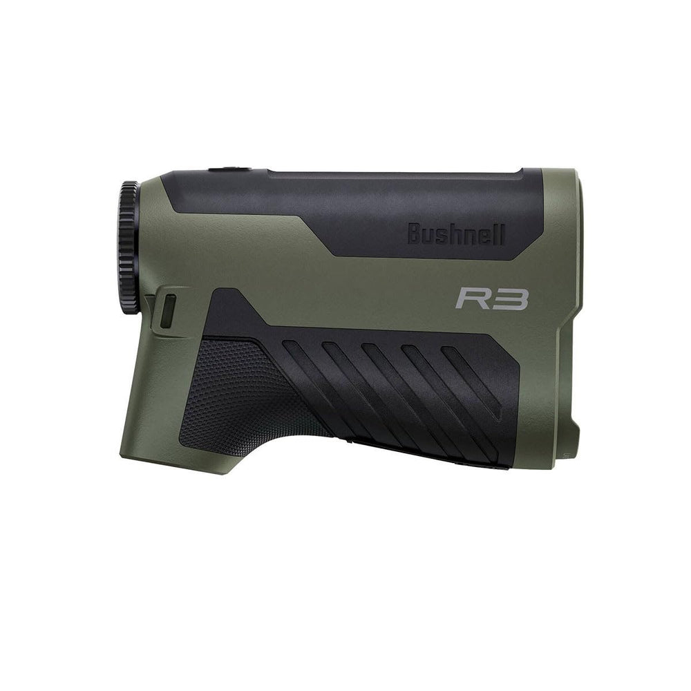 Bushnell R3 rangefinder highlights simple one-button operation for quick readings.