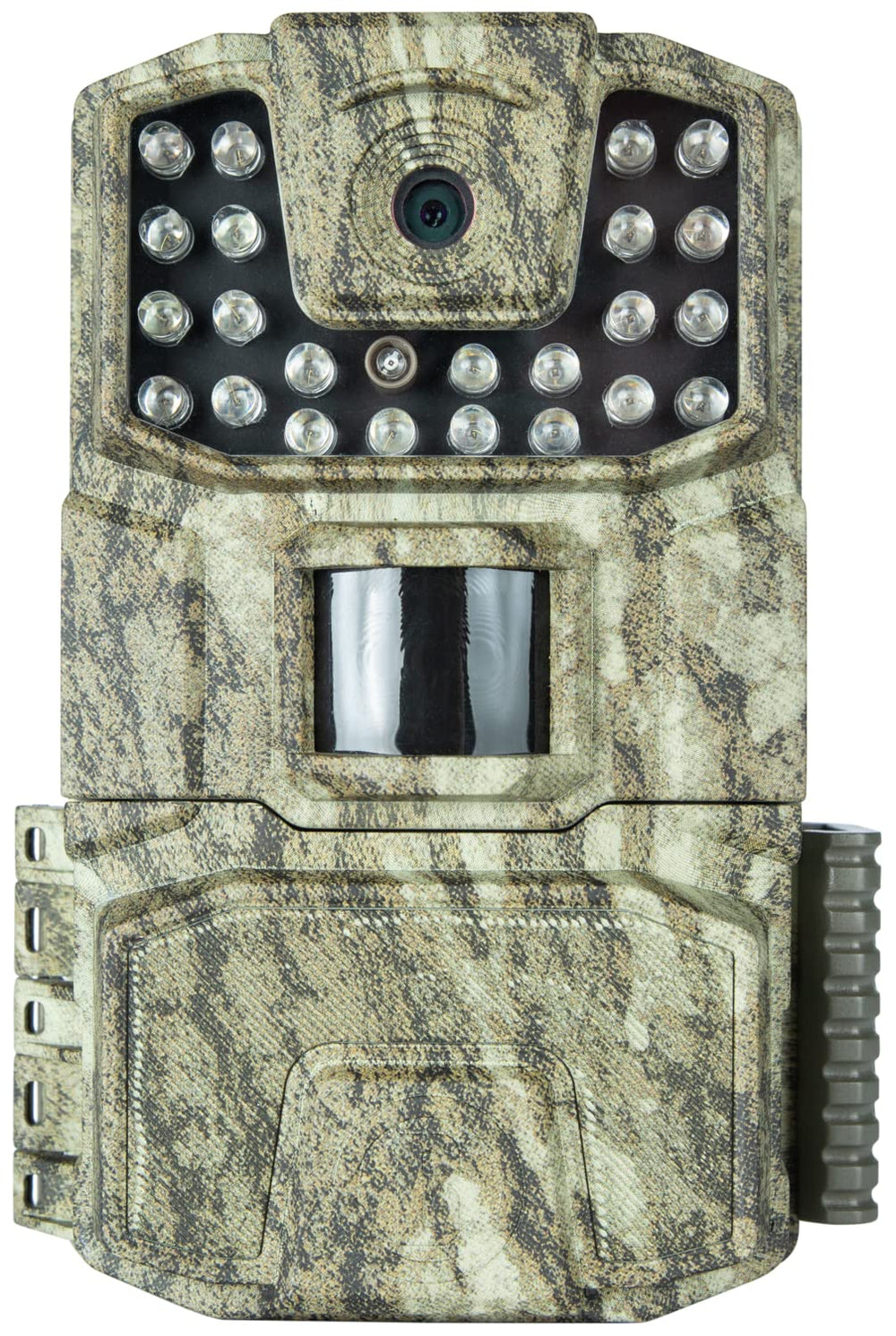 Bushnell SpotOn tree bark camouflage front view for discreet trail monitoring.