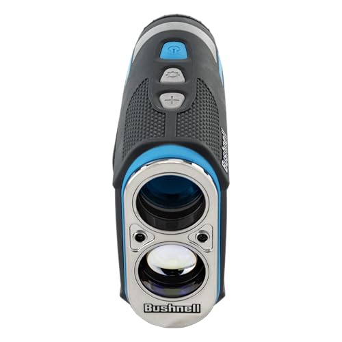 Bushnell Tour Hybrid GPS display shows front, center, and back distances for club selection.