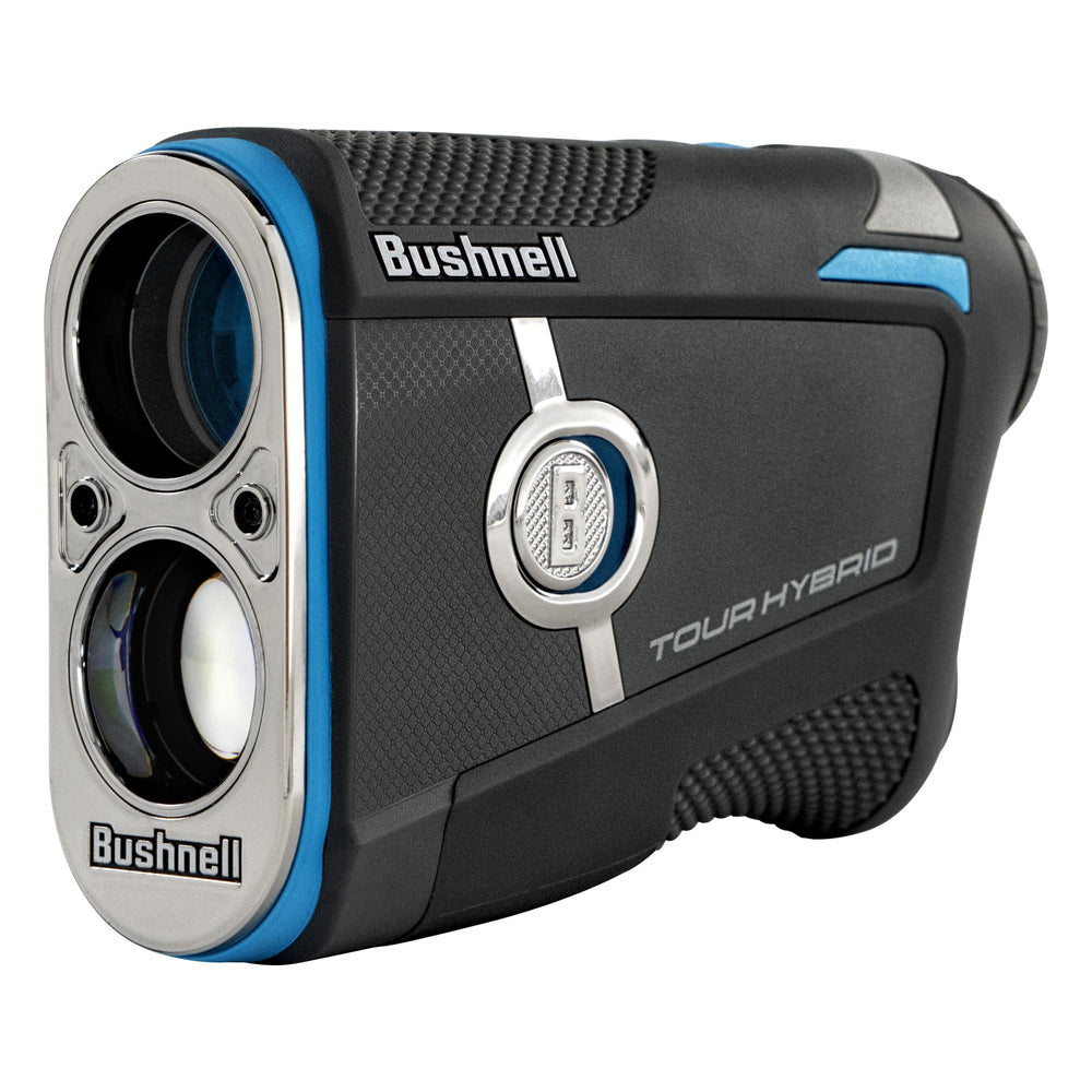 Bushnell Tour Hybrid laser rangefinder with Pinseeker Visual JOLT for precise flag lock.