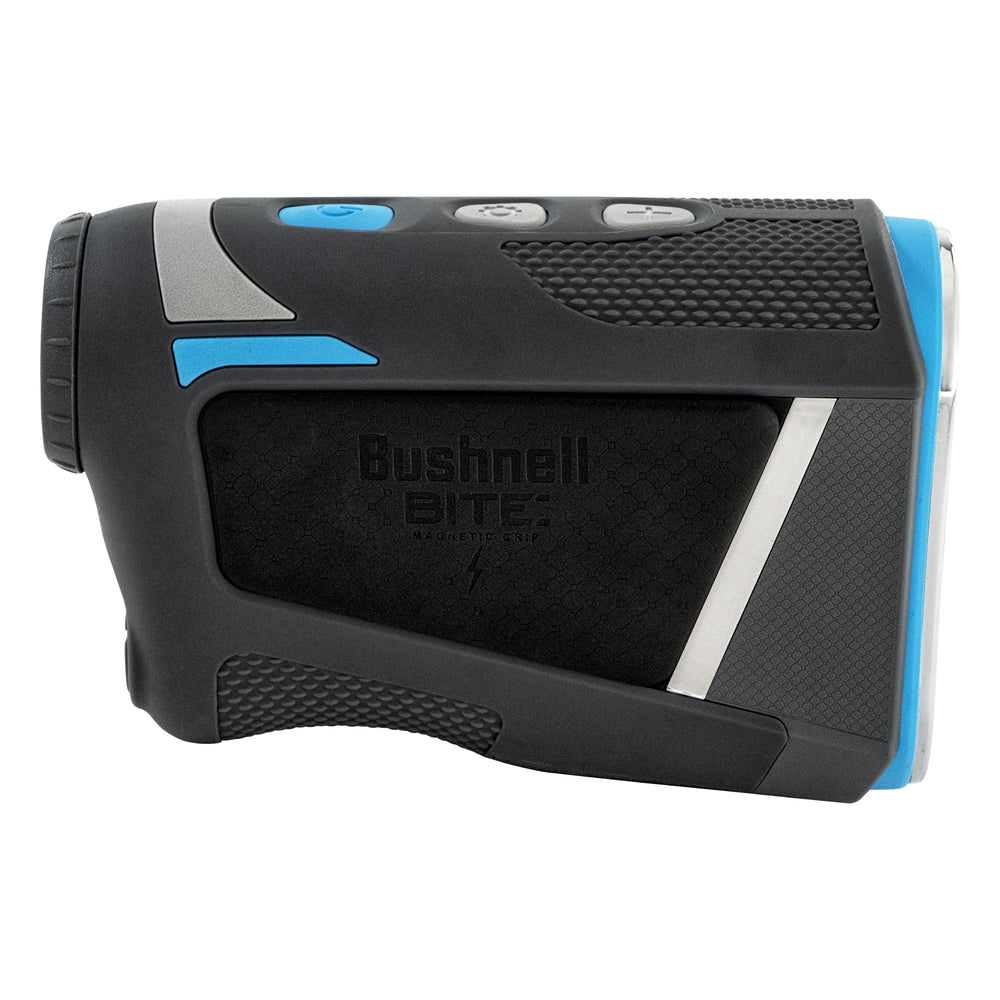 Bushnell Tour Hybrid magnetic cart mount keeps the device at hand on the cart.