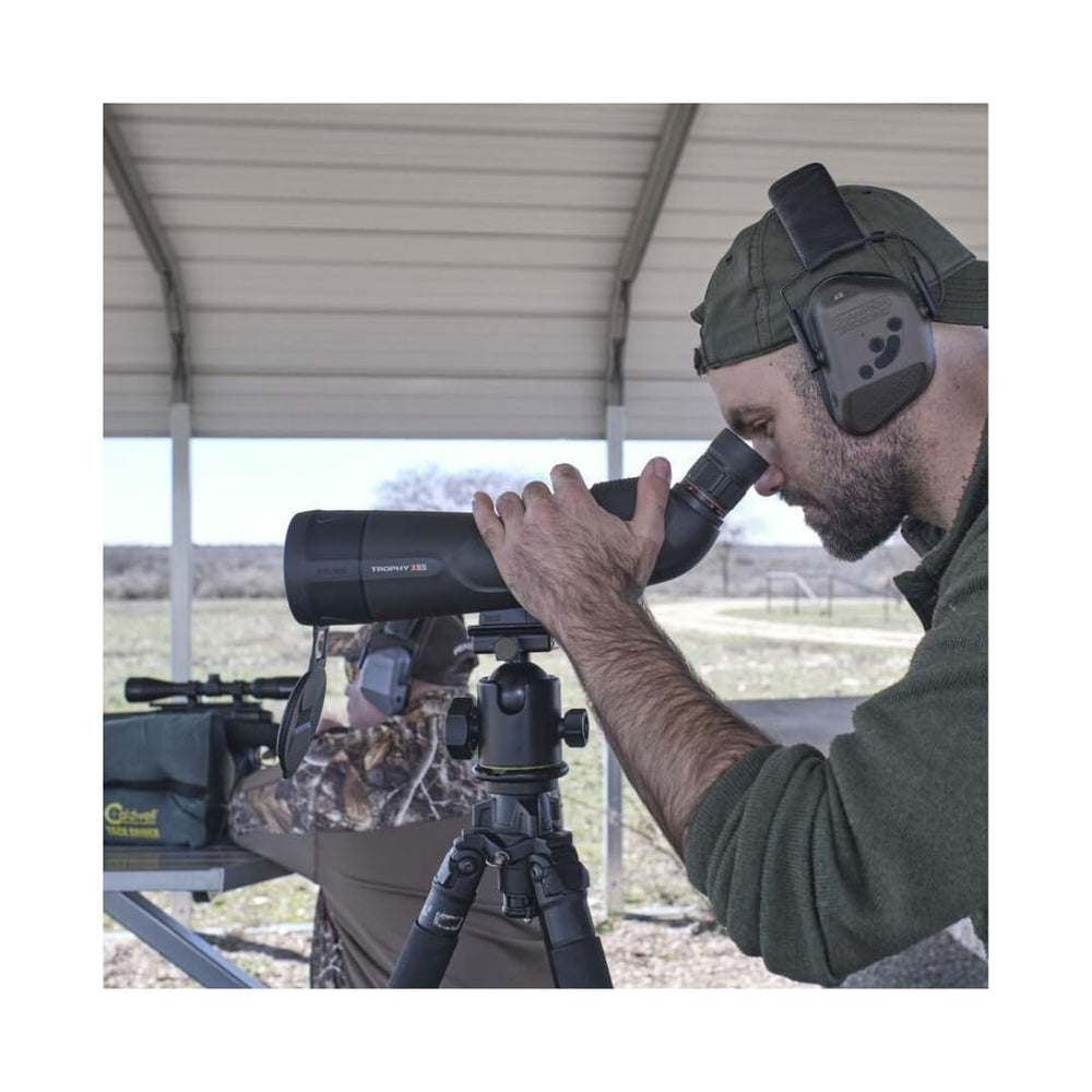 Built-in sunshade on Bushnell Trophy Xtreme reduces glare in bright sun