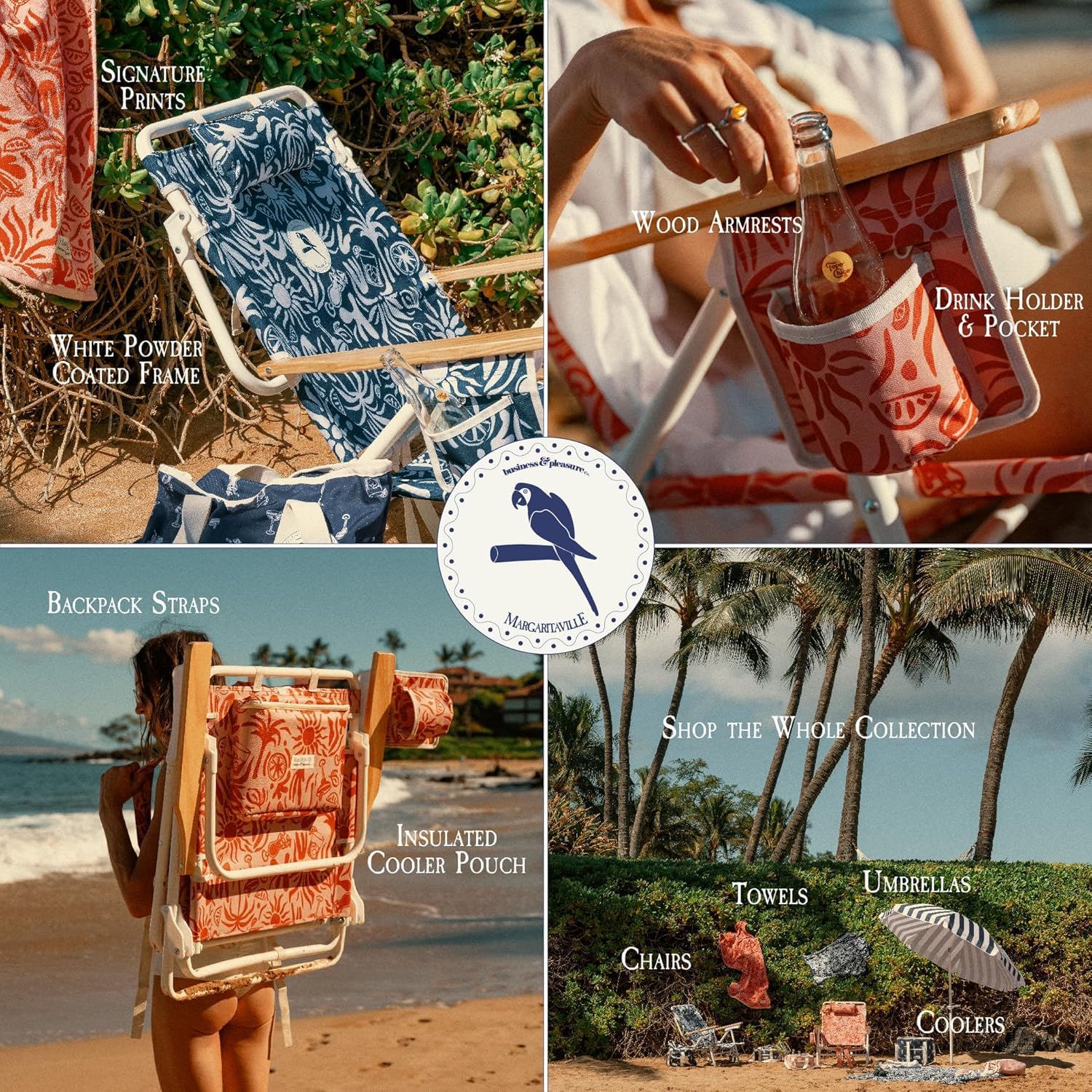 Business and Pleasure Co Margaritaville Manana wooden armrests provide premium comfort and style.