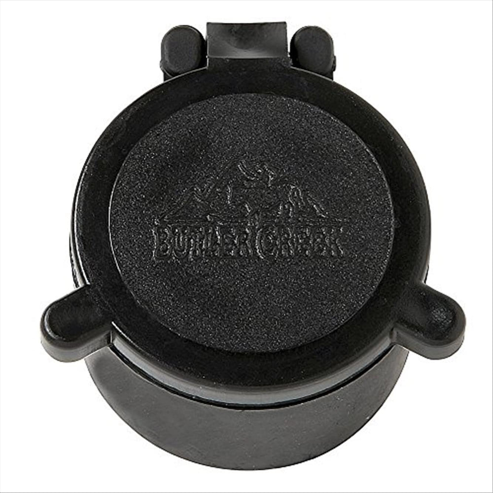 Butler Creek 31 Objective flip-open scope cover protecting optics from dust and water in rugged conditions