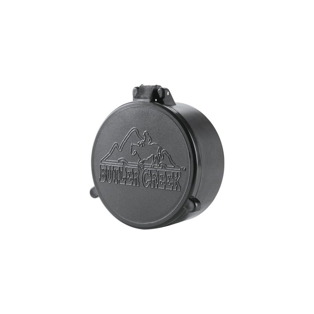 Butler Creek 39-objective flip-open scope cover protects optics and enables fast access.