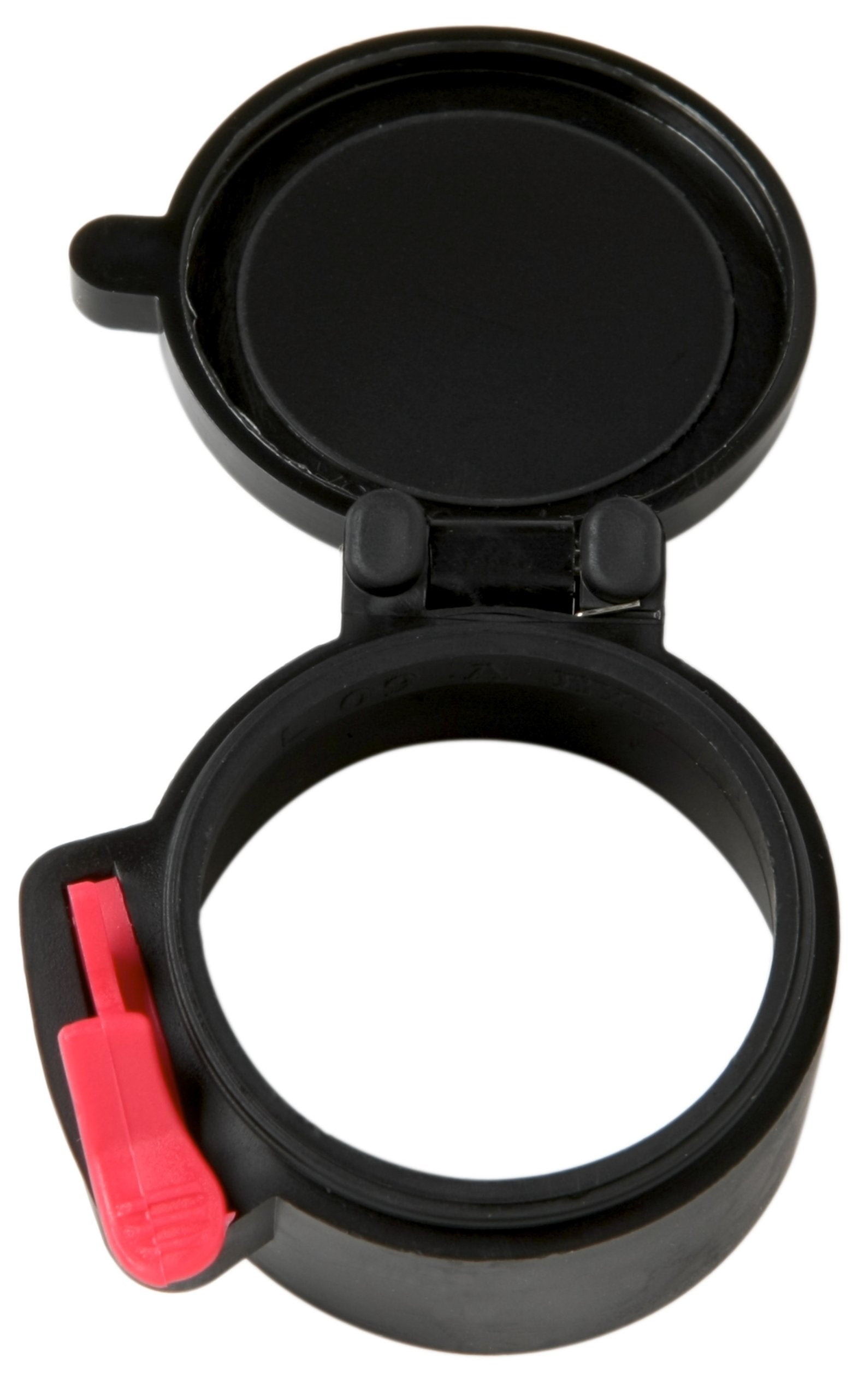 Butler Creek scope cover open with thumb for rapid lens access