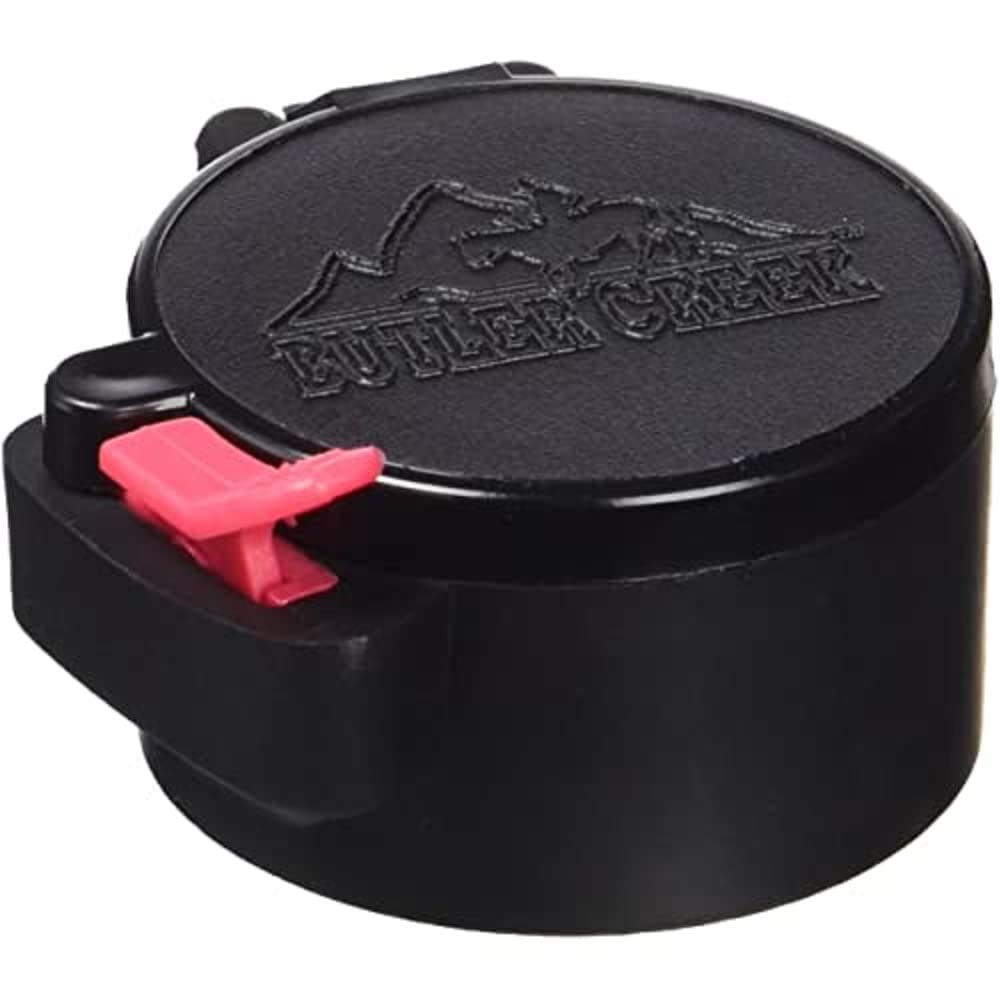 Buter Creek flip-open eyepiece cover closeup with precise fit and watertight seal.