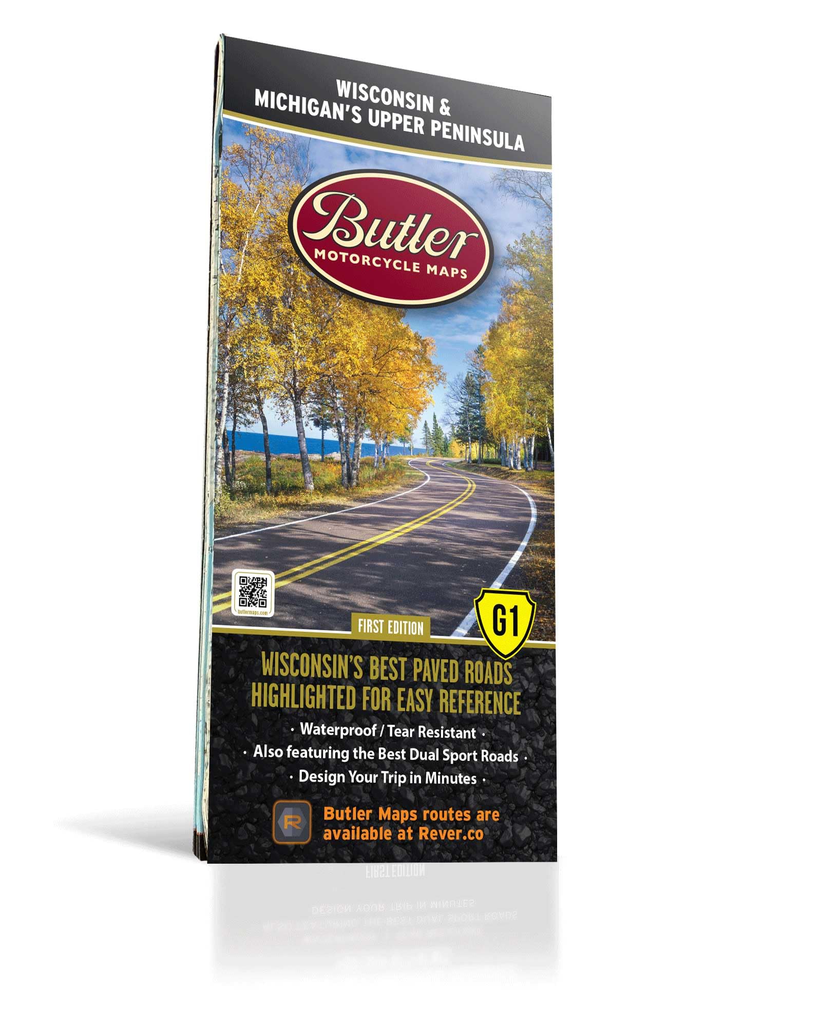 Butler Maps Wisconsin-UP cover shows riding regions for trip planning