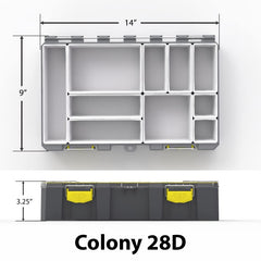 BUZBE Colony 28 Deep shows HEXLOK grid for customizable, organized storage.