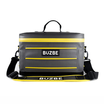 BUZBE Swarm 28 waterproof zipper keeps gear dry on deck.