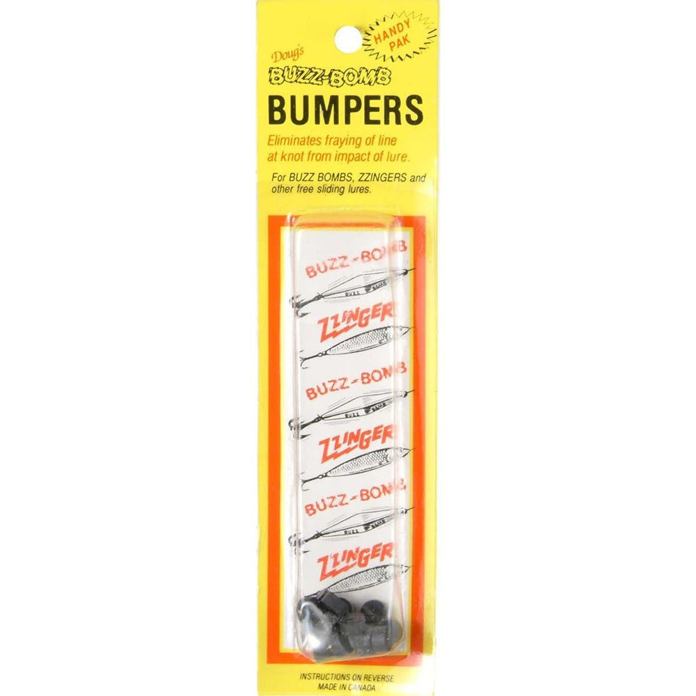 Buzz Bomb Bumpers with treble hooks for durable, reliable fishing attractant.