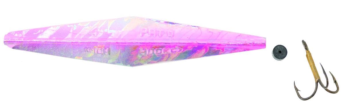 Buzz Bomb Pink holographic 4in lure for versatile casting in varied waters