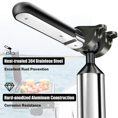 Close-up of Buzzlett rod holder mount showing stainless steel tubing