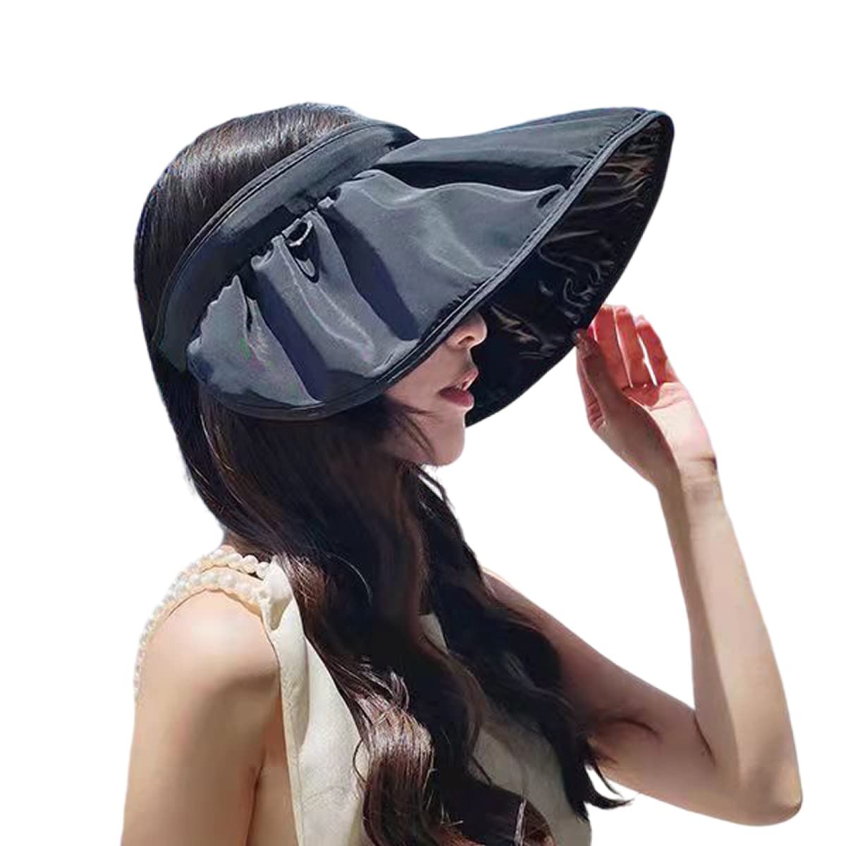 BXCNCKD Korean Women's Solar Hat front view with UPF50+ sun protection for outdoor activities
