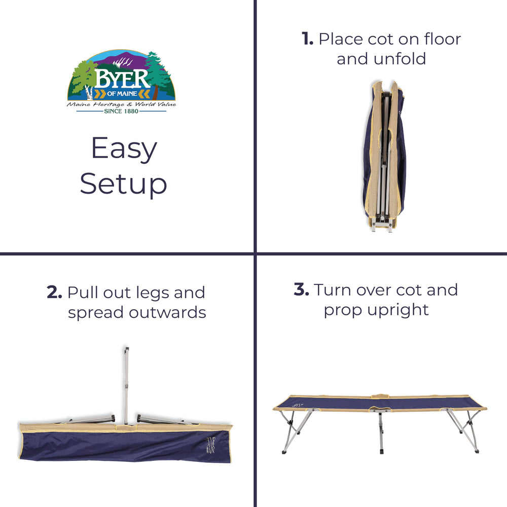 Byer of Maine Easy Cot comes with a carry bag for convenient transport.