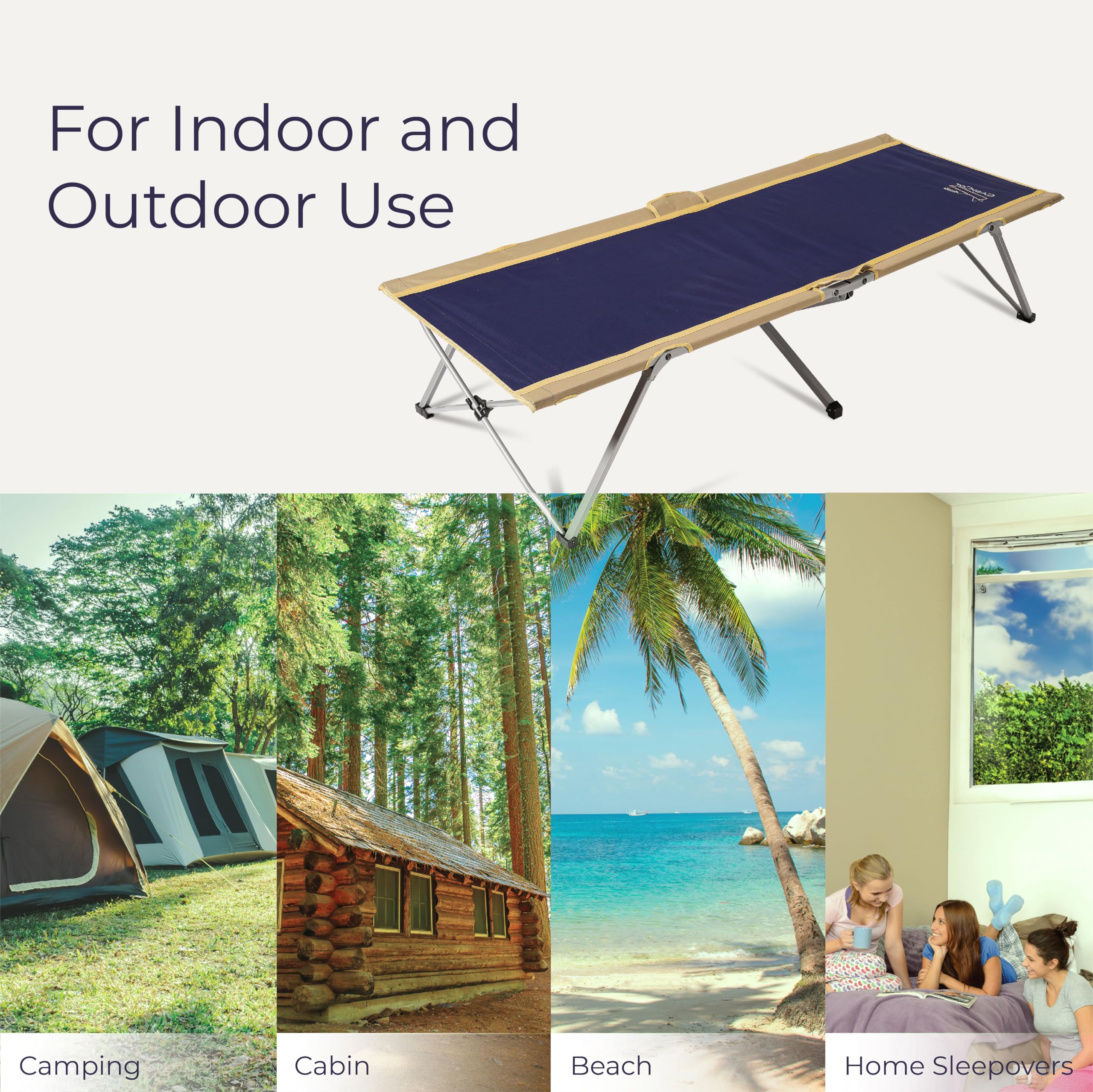 Byer of Maine Easy Cot heavy-duty frame ensures stable support during sleep.