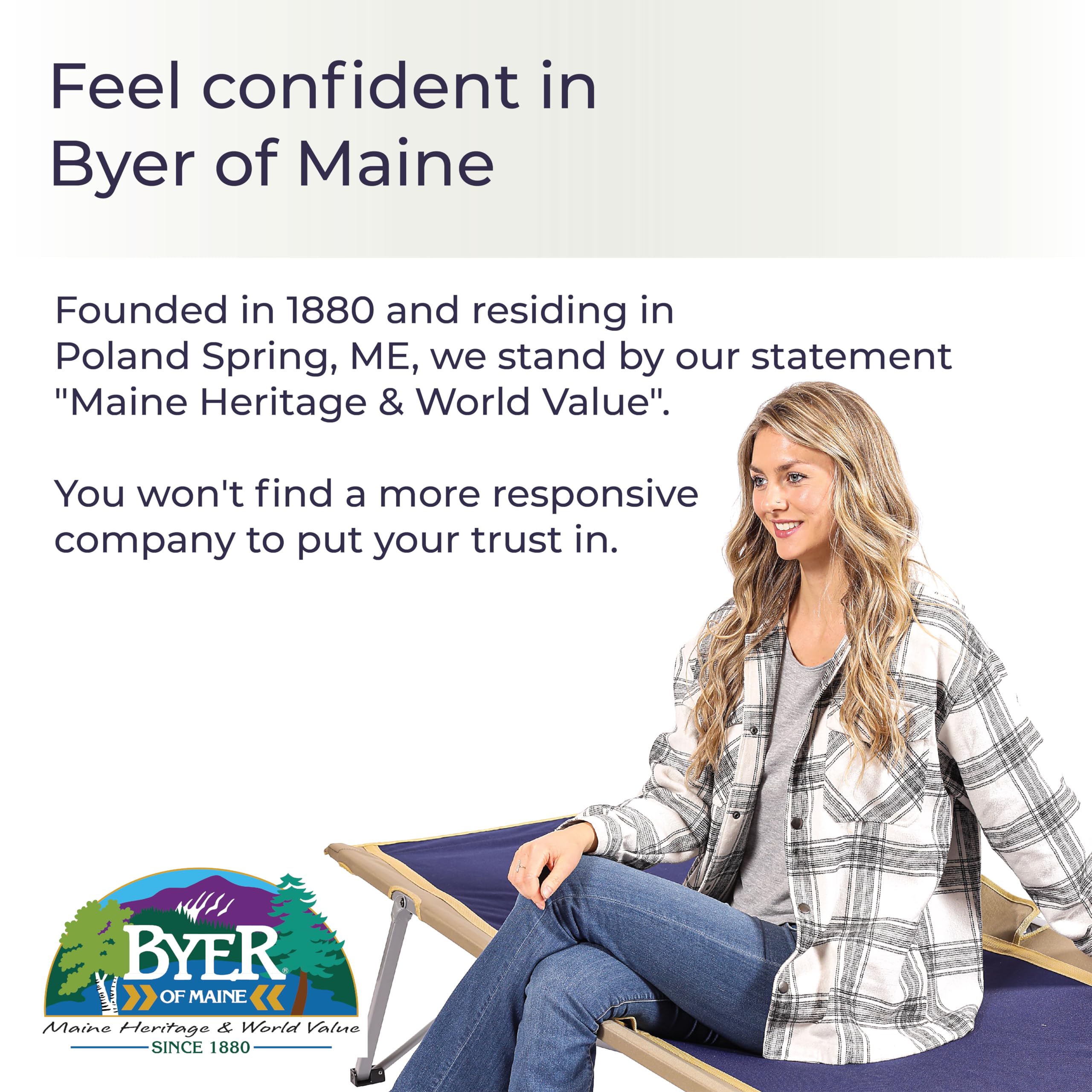 Byer of Maine Easy Cot indoor-outdoor versatility for camping or guests.