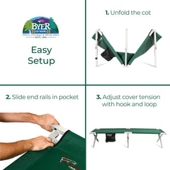 BYER OF MAINE cot storage pocket keeps gear organized on trips.