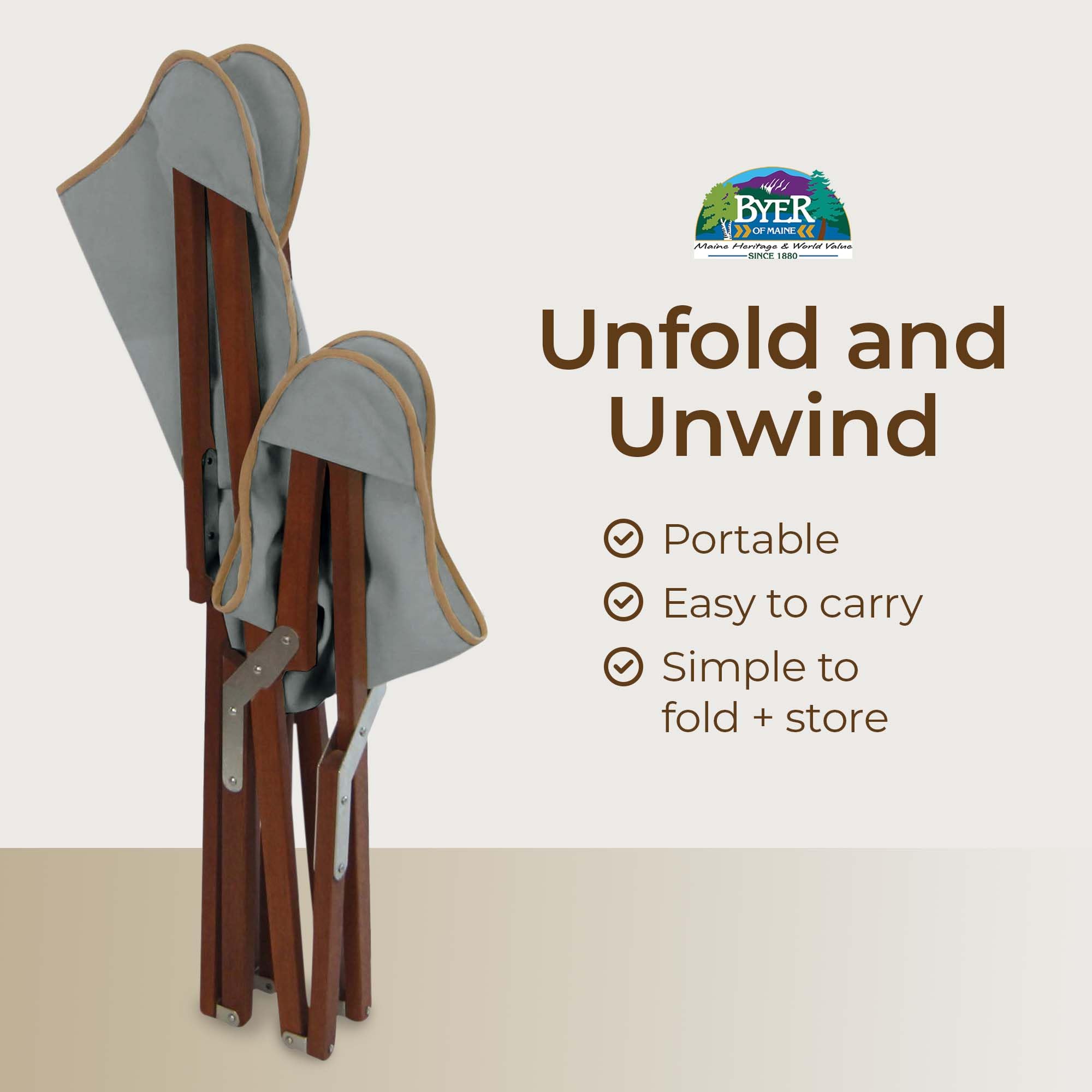 BYER OF MAINE Pangean Butterfly Chair canvas sling provides breathable quick-dry comfort