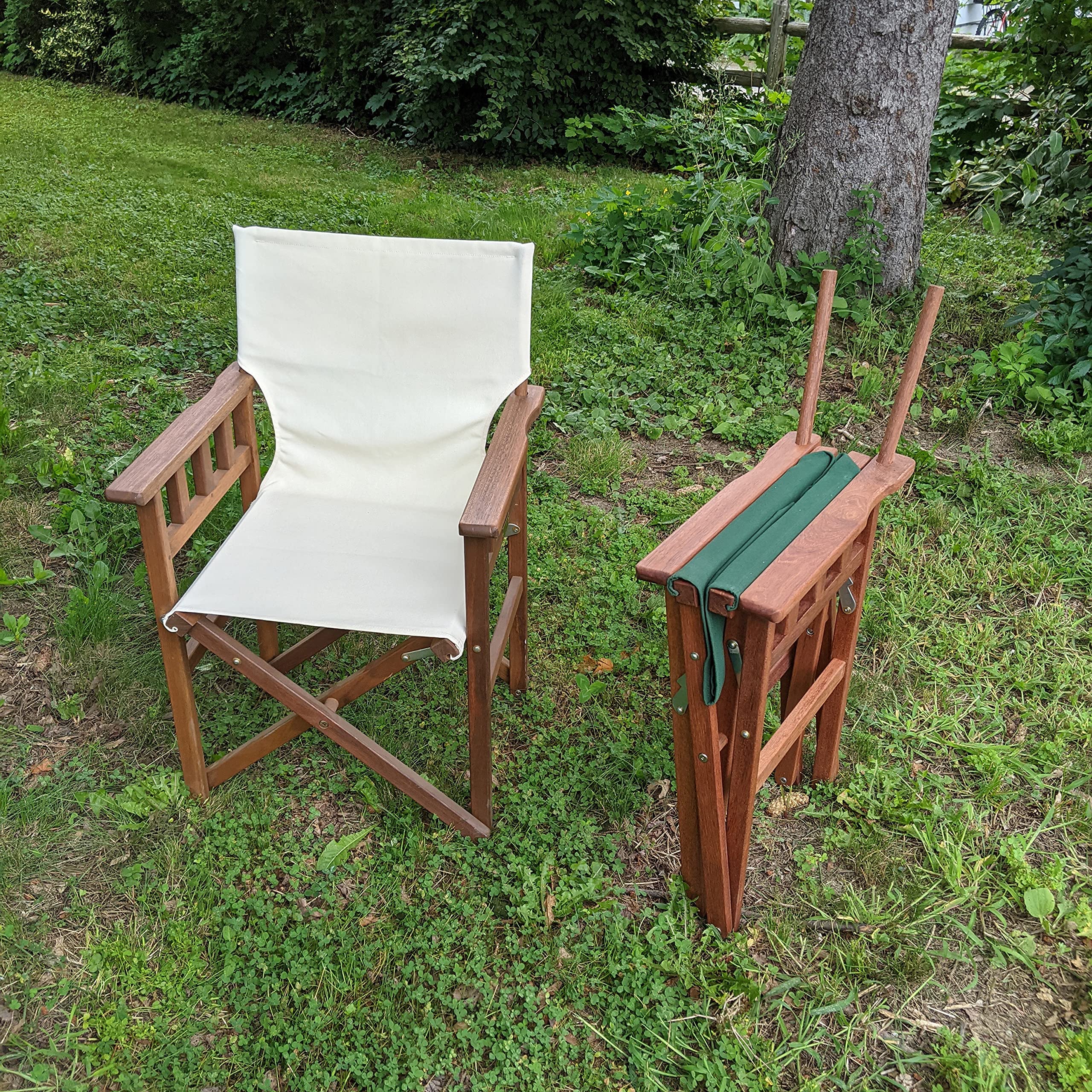BYER OF MAINE Pangean Campaign Chair back post attachment simplifies setup without extra tools.
