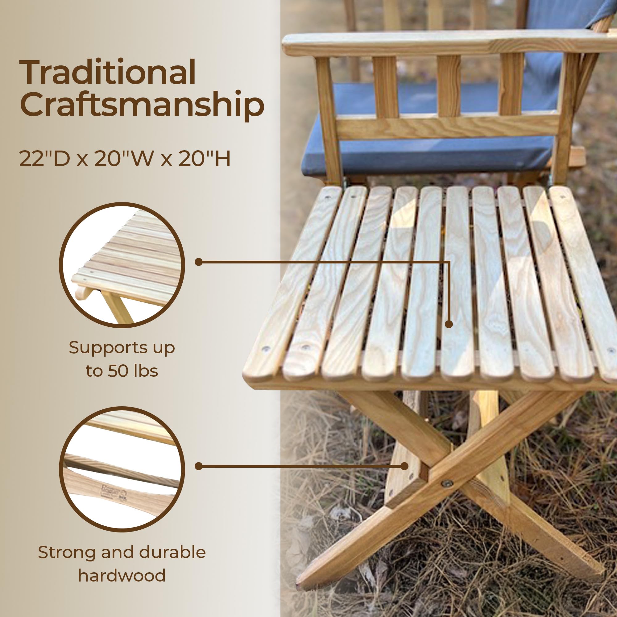 BYER OF MAINE Pangean folding table at beach setup, easy transport.