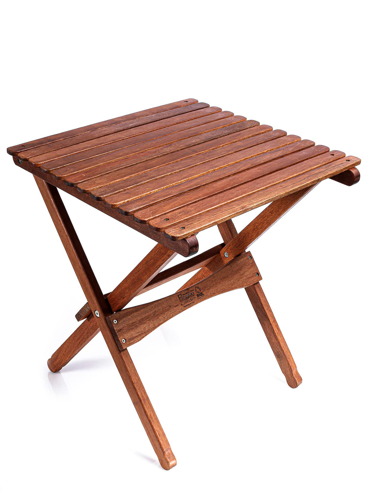BYER OF MAINE Pangean folding table on porch for casual snacks.