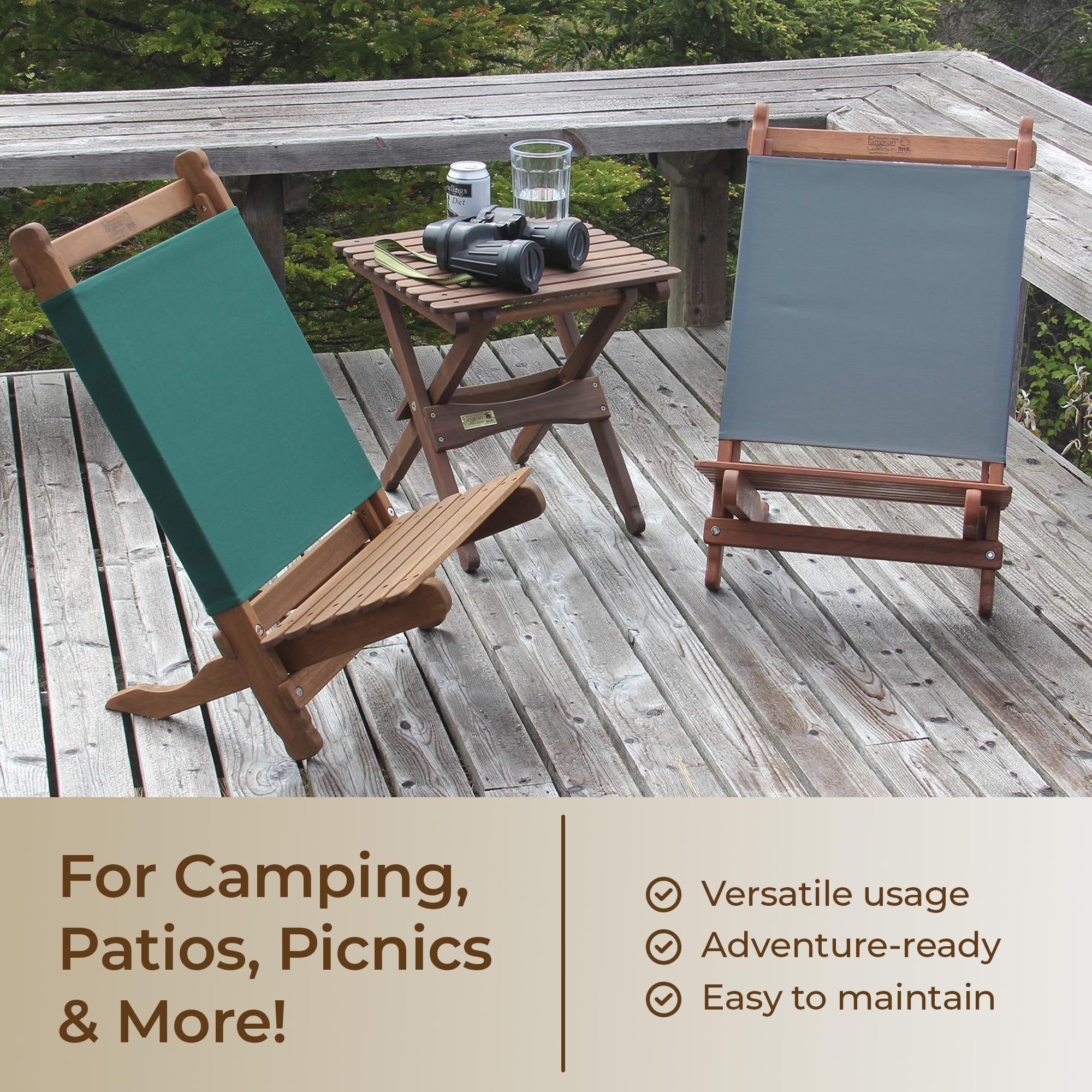BYER OF MAINE Pangean Lounger Chair camping scene, portable comfort.