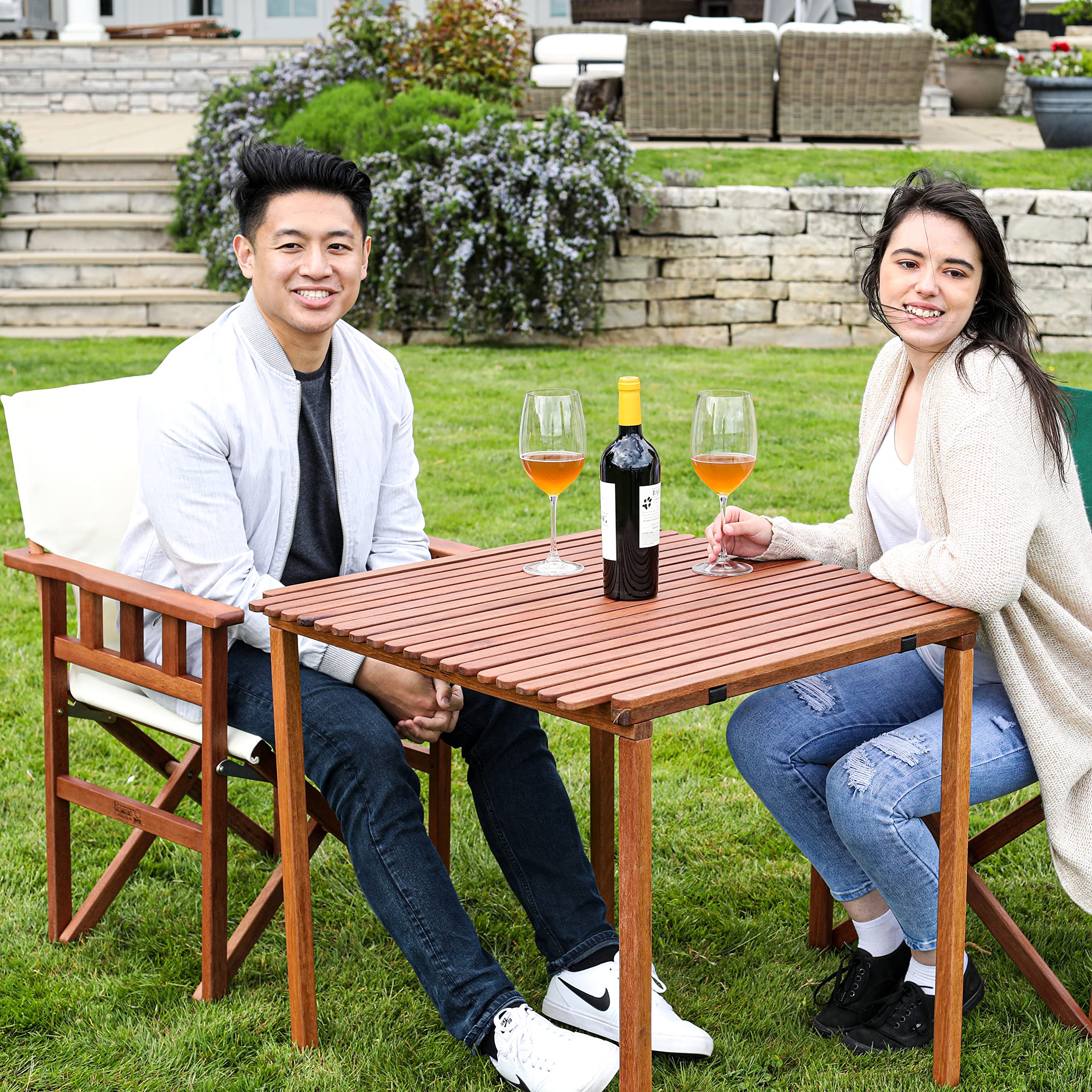 BYER OF MAINE Pangean Nomad folding table open top view ideal for porch dining