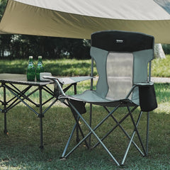 Byliable camping chair gray black side view shows sturdy frame ideal for outdoor lounges