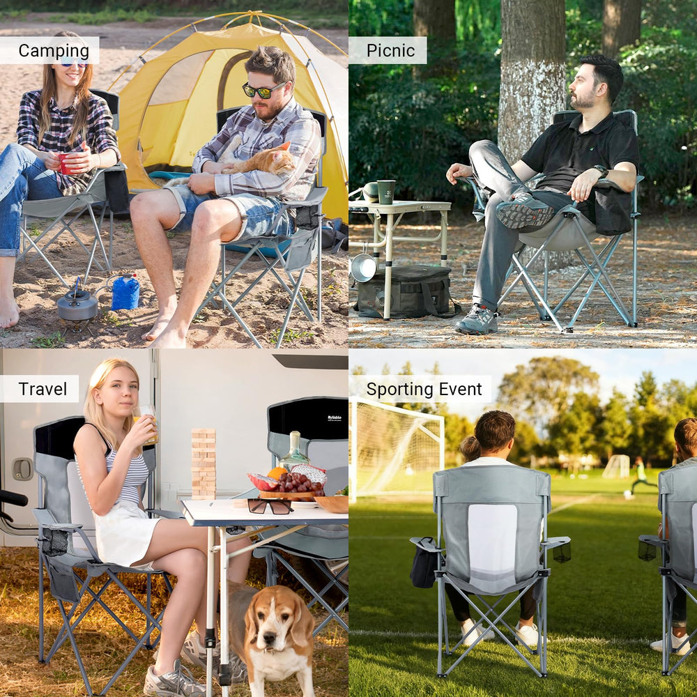 Byliable camping chair gray black transport bag ready for quick setup anywhere