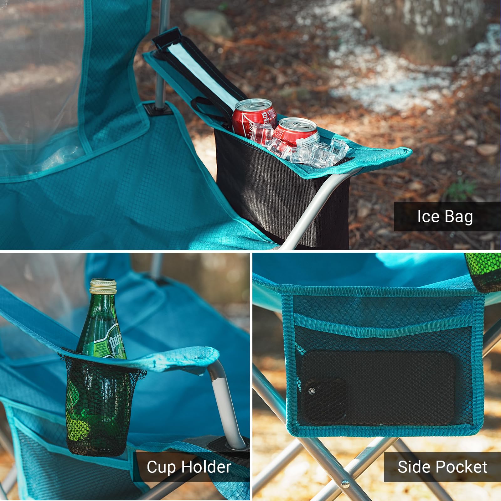 Byliable camping folding chair cooler pouch for drinks and snacks