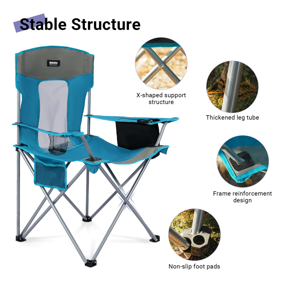 Byliable camping folding chair folded in carry bag for portability