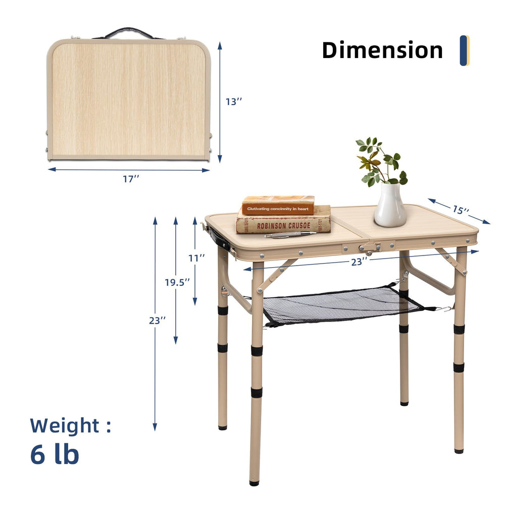 Byliable small folding table yellow adjustable legs for uneven ground stability