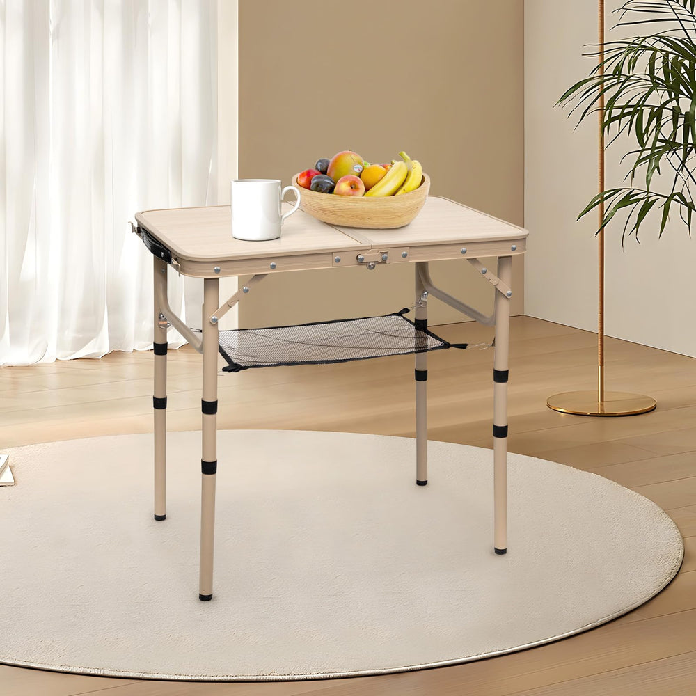 Byliable small folding table yellow edge close-up showing spray-coated texture