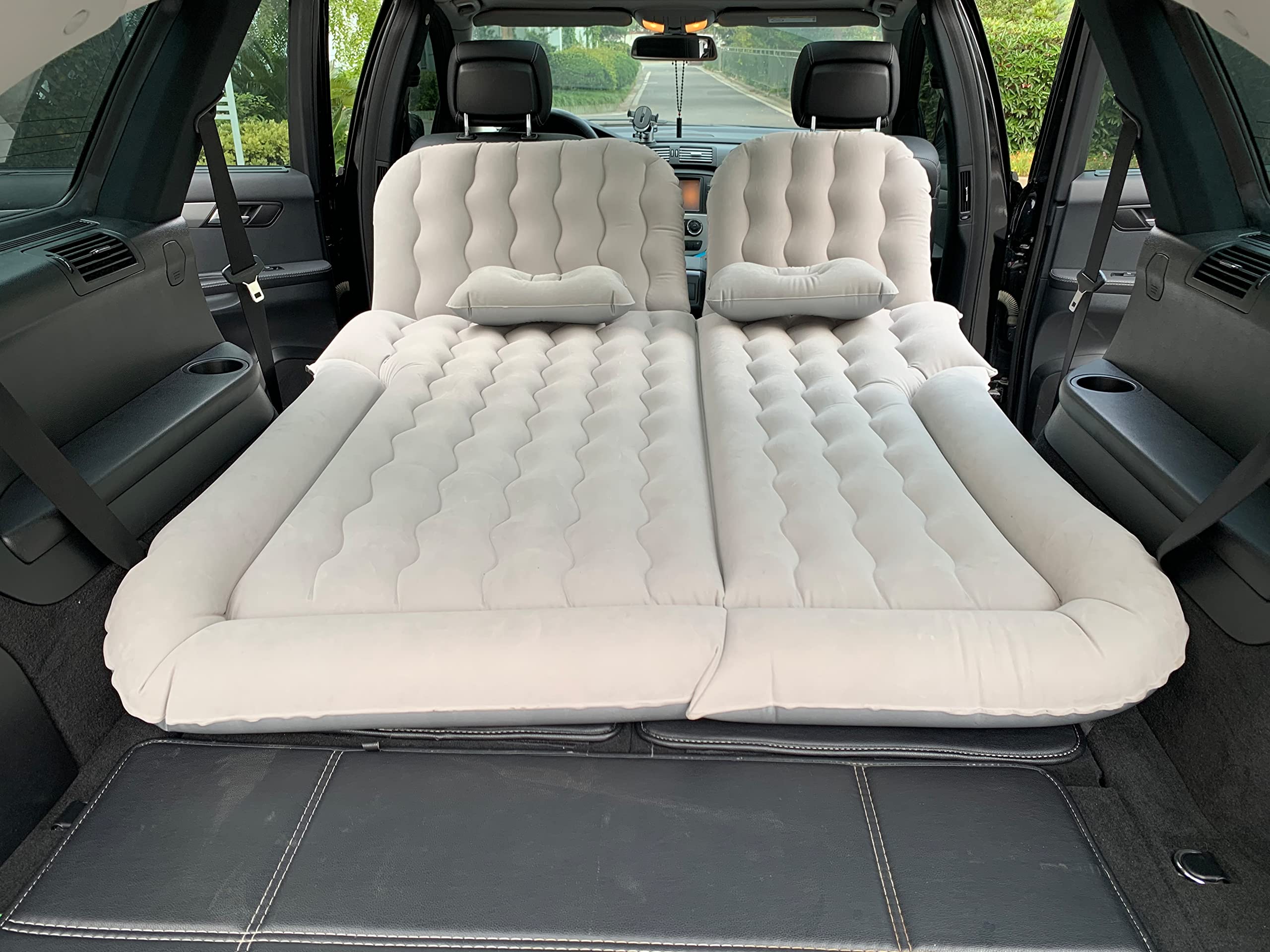 Byomostor 3-in-1 car mattress assembly shows flexible configuration for vehicle layouts.