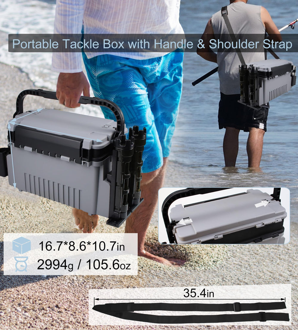 Tackle box accessories including rod holders and cup holders