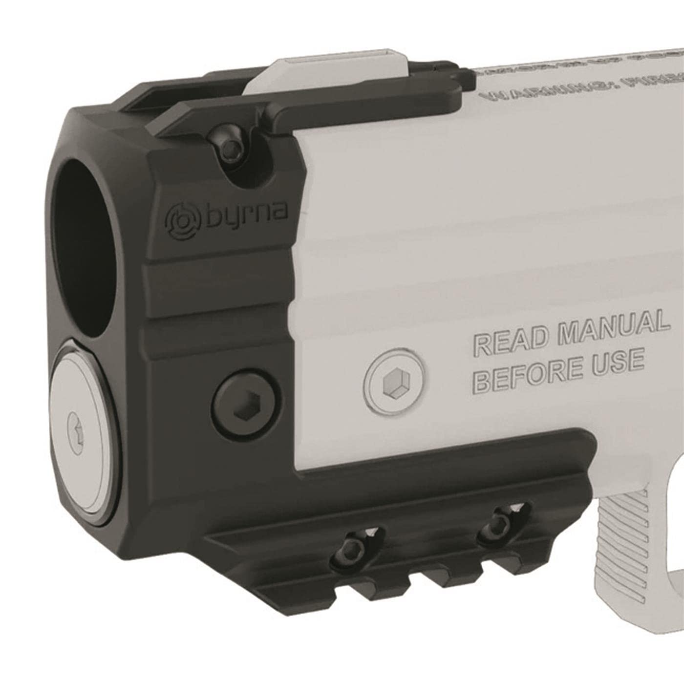 Byrna Boost Adapter on an SD launcher increases shots per cartridge for close-quarters scenarios.