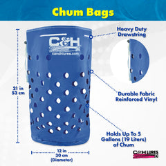 Close-up of heavy-duty drawstring closure on C&H Lures Chum Bag Original Style