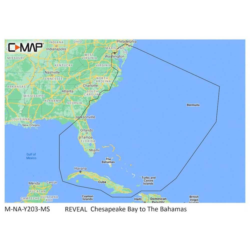 C-MAP Reveal Coastal map card for marine GPS navigation enhances coastal routing and depth awareness.