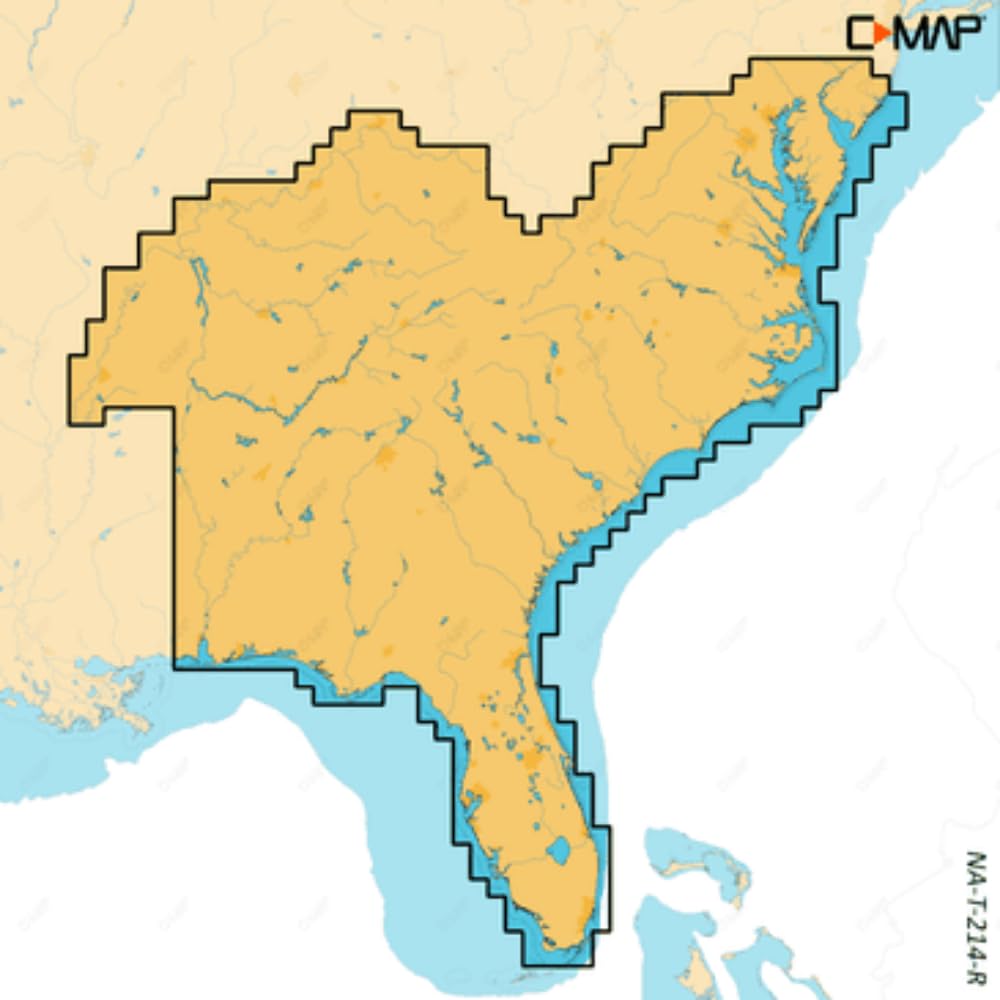 C-MAP Reveal X US Lakes South East map card for marine chartplotters enhances routing and awareness.